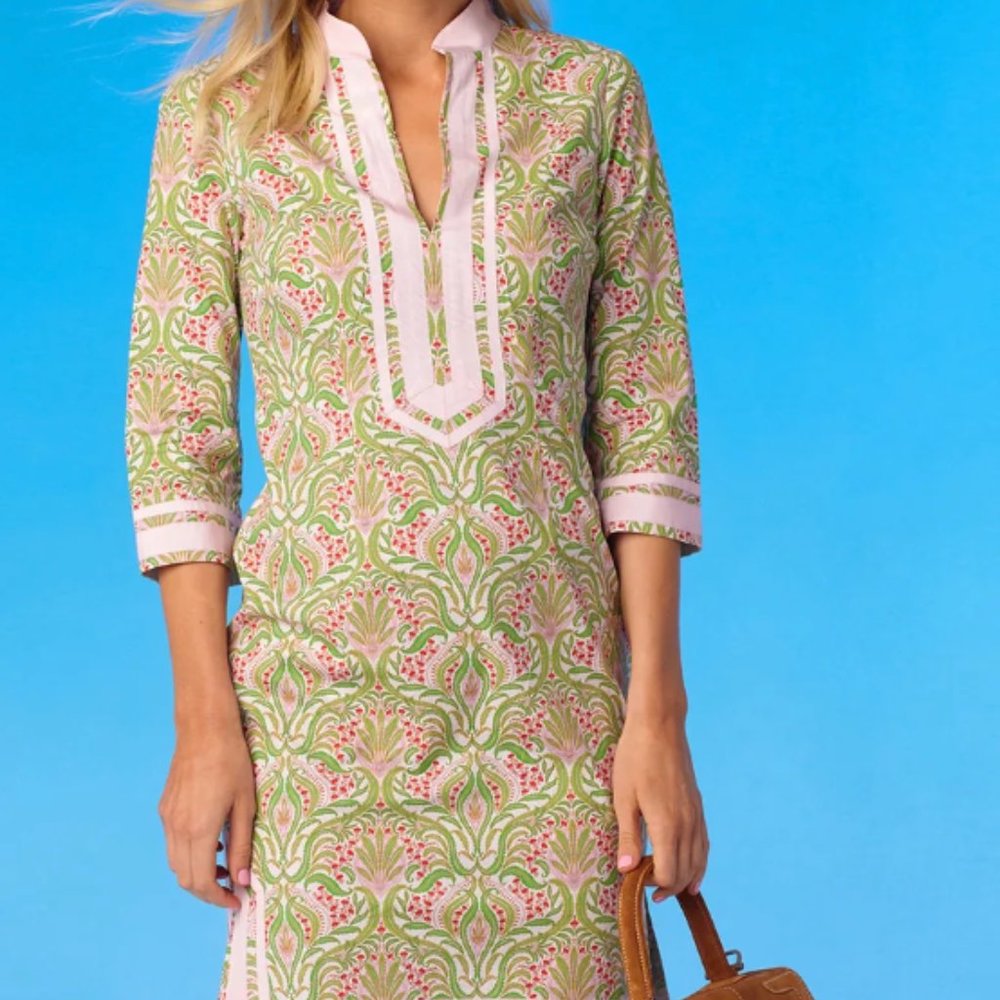 NicoBlu CAPRI SHORT TUNIC DRESS IN DELICATE FERNS